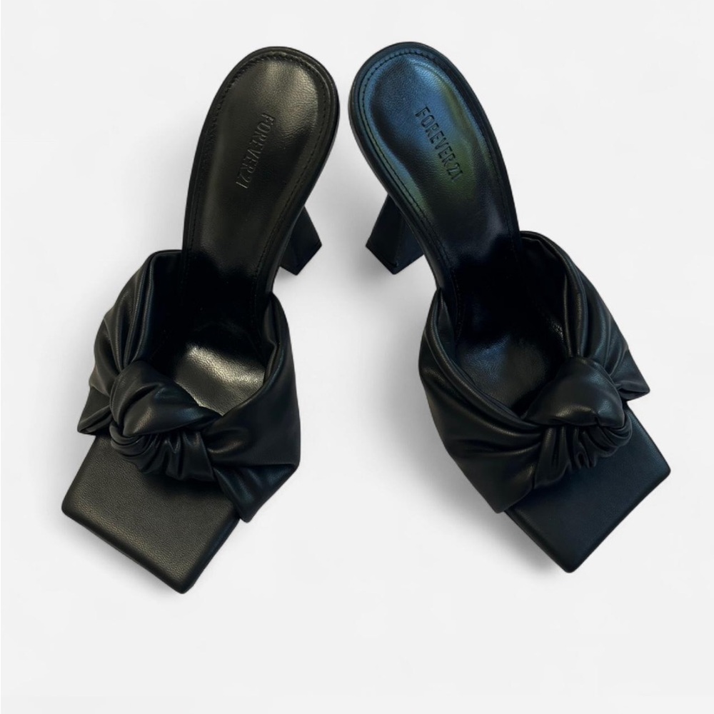 Forever 21 | Black faux-leather square toe mules